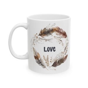 Brown Feather Love Mug