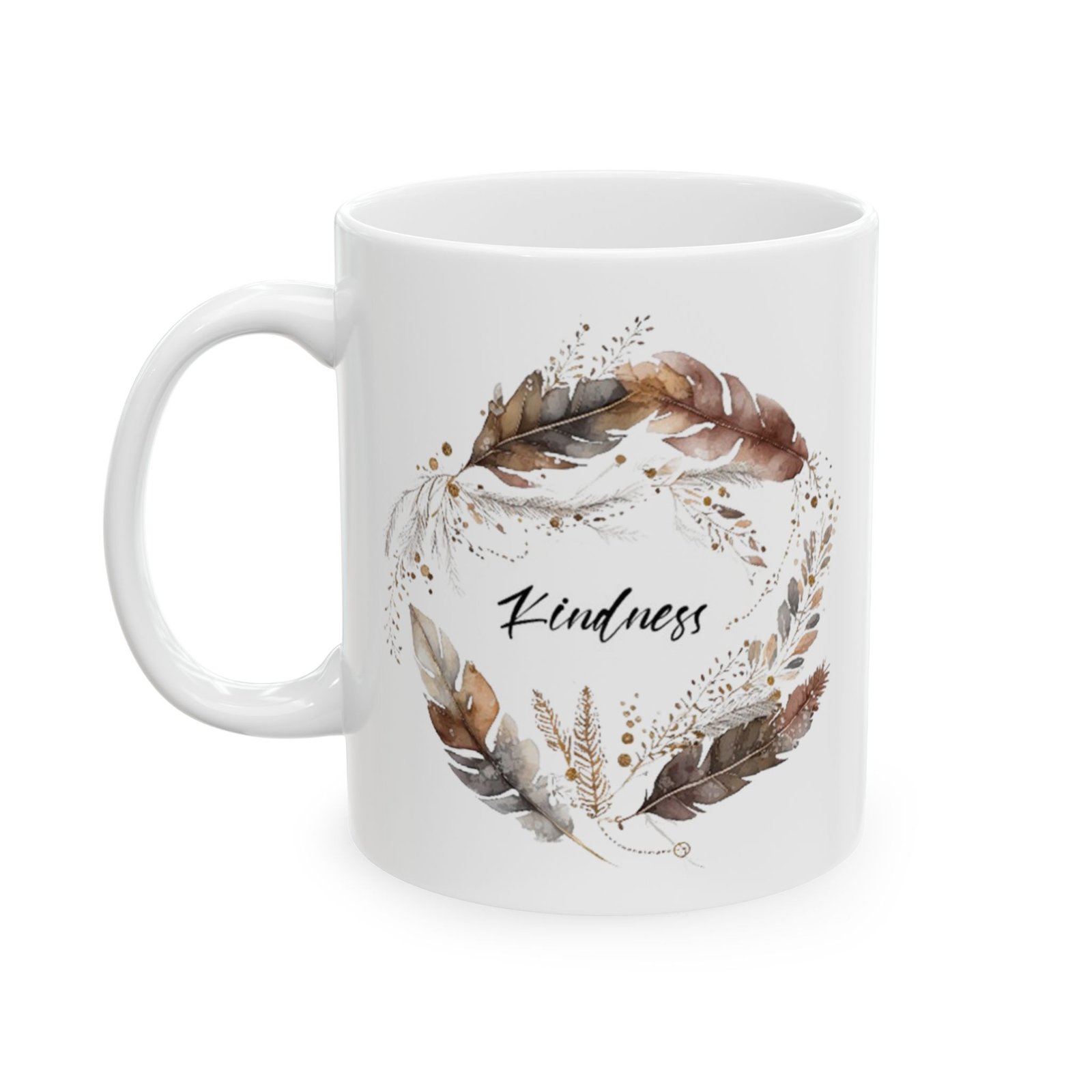 Brown Feather Kindness Mug (Pan Print)